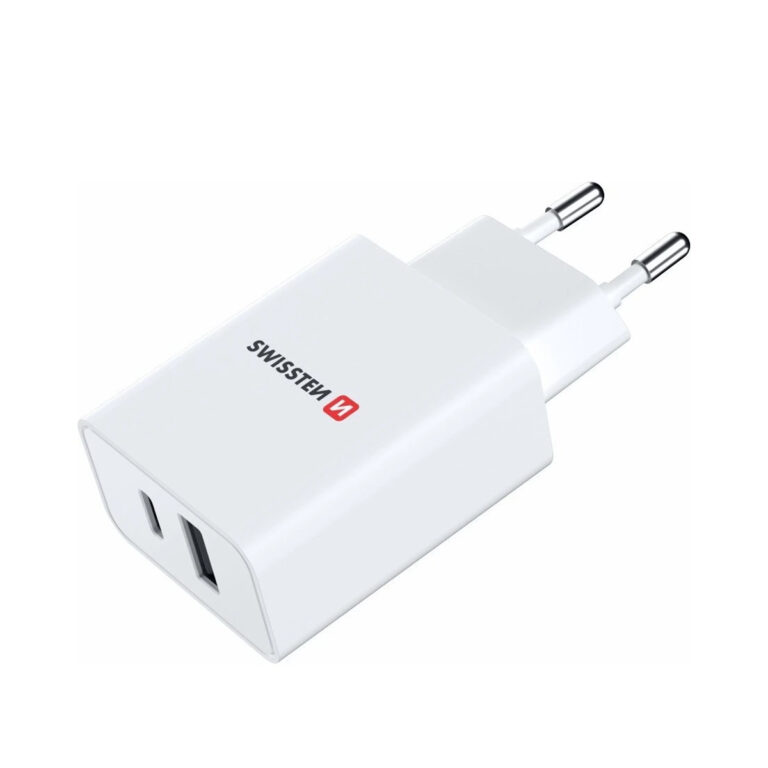 SWISSTEN SLIM TRAVEL CHARGER WITH USB-C PORTS 18W
